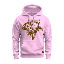 Unisex Cotton Printed Kangaroo Sweatshirt Ox - 淺粉色 - 查看 1
