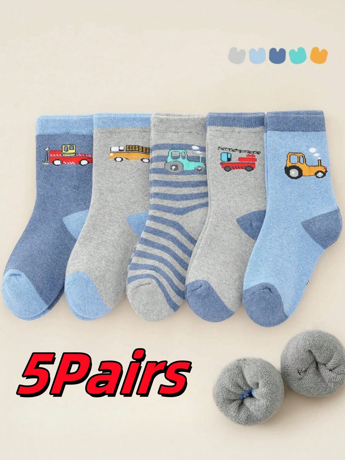 5 أزواج من جوارب شتوية سميكة للأطفال ، جوارب بنقشة...