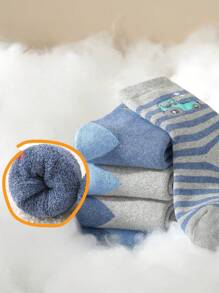 5 pares de calcetines gruesos de invierno para niños, calcetines de felpa con diseño de automóviles lindos, calzado cálido para niños de 1-2 años, 2-3 años, 3-8 años, 8-12 años