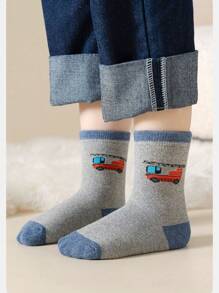 5 pares de calcetines gruesos de invierno para niños, calcetines de felpa con diseño de automóviles lindos, calzado cálido para niños de 1-2 años, 2-3 años, 3-8 años, 8-12 años