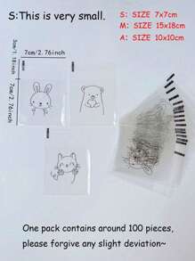 100个装可爱卡通透明自粘面包袋豆沙菠萝袋烘焙切片吐司全麦面包自封包装饼干袋 - 動物 - 查看 2