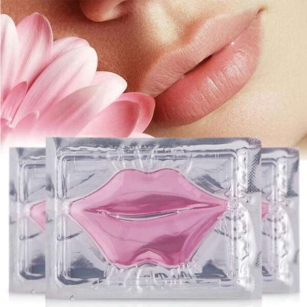 MOOYAM 20 piezas Máscara de labios de cristal rosa para labios voluminosos e hidratados, exfoliante, hidratante y cuidado de labios anti-sequedad, aumento de volumen, mascarilla nocturna y nutrición y suavizado de labios