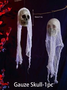 1pc Halloween Hanging Ghost Skeleton Head Decoration, Used For Haunted Houses & Doors, Yard Gatherings, Indoor/Outdoor Halloween Decor, Scary And Skeleton Prop Fall Autumn,Christmas