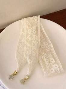 1PC Daisy Hollow Lace Ribbon Hairband Pendant Headscarf & Neck Scarf For Daily Wear Bandana,Hair Band,Head Band Ideal For Dressing Up Your Look - A - View 16