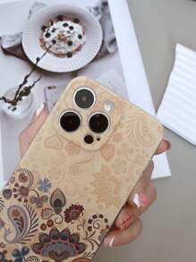 1pc Transparent TPU Anti-Fall Vintage Floral Painted Phone Case Compatible With Iphone 15 Pro Max, S24 Ultra, Compatible With Redmi 13C,International Version, Not The Domestic Version - Multicolor - View 4