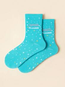 1 /3pairs Of Women's Zodiac Socks,Constellation Socks, Crew Socks,Fashion Socks,Sports Socks, Soft Women's Socks, Cute Socks, Girls' Socks,Slouchy Socks,Moisture Wicking, Stylish - Perfect For Gift-Giving, Parties, Everyday Wear