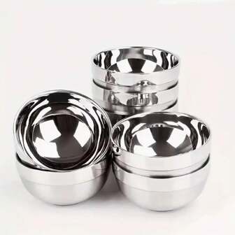 Tazones brillantes de acero inoxidable, tazones de sopa de estilo japonés, tazones de arroz, tazones apilables, fáciles de limpiar, tazones de arroz para uso doméstico diario, tazones para comida de bebé, regalo de Navidad