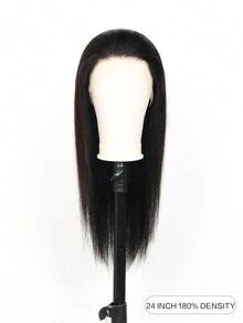 13x4 直发蕾丝前部假发 人发预拔 180 密度透明蕾丝前部人发假发 适合女性 婴儿头发 自然黑色 - 自然色&黑色系 - 查看 2