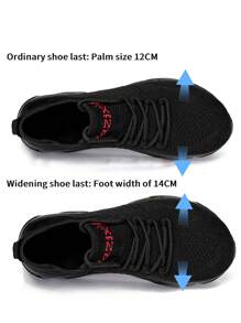 WAZIXIE 1 Pair Wide Fit Sports Shoes For Men & Women, Extra Wide Toe Box, High Instep, Suitable For Wide Feet, Running Sneakers - Black - View 5