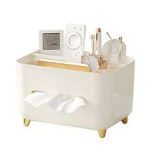 奢华优雅纸巾盒架，适用于客厅、桌面、卧室，INS 风格奶油色，多功能收纳盒，可存放遥控器和其他小物件，家居浴室装饰浴室收纳盒秋季装饰，返校季 - 彩色 - 查看 10