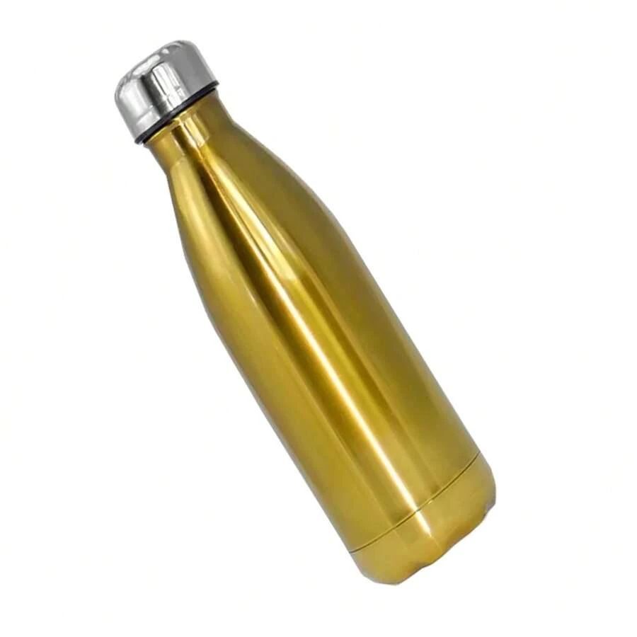 Smooth Stainless Steel Thermal Bottle 500ml Gym Fitness - Gold - View 1