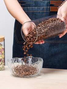 1PC Glass Sealed Jar With Wood Lid Spice Jar Kitchen Grain Storage Pots Tea Coffee Candy Jar Transparent Split Bottle Storage Tank