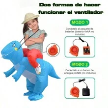 Disfraz Inflable Montable Jurasico Halloween Botarga De Dinosaurio Para Fiestas Apto Para Niños - Azul - Ver 4