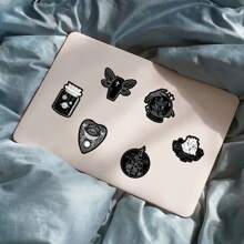 50PCS Black And White Graffiti Stickers Vinyl Aesthetics Stickers For Scrapbooking, Diary, Laptop, Bumper, Skateboard, Water Bottle, Computer, Phone, Cartoon, Hard Hat, Car Stickers And Decals - Multicolor - View 7