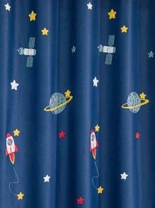 1 pezzo Tenda oscurante e termoisolante per camera dei bambini con ricamo moderno di astronave a fumetti - Dark Blue - Visualizzare 6