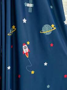 1 pezzo Tenda oscurante e termoisolante per camera dei bambini con ricamo moderno di astronave a fumetti - Dark Blue - Visualizzare 7