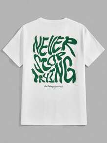 Men's 100% Cotton Basic Printed Never Stop T-Shirt Premium Comfortable Shirt - 白色 - 查看 1