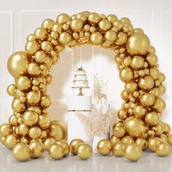 10/30/50/100/132PCS 5/10/12/18 Inch Metallic Gold Balloons Garland Arch Kit DIY, Latex Balloons Set For Birthday Party Wedding Engagement Anniversary Bridal Shower Bachelorette Holiday Christmas Thanksgiving Theme Party Decorations