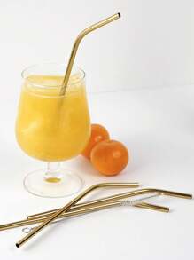 2/4/8/16 支不锈钢吸管，配 1/2 支清洁刷和储物袋，适用于 20 盎司/30 盎司玻璃杯、厨房、圣诞礼物、学校用品 - 金色 - 查看 2