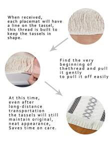 1/4/6pcs Bohemian Style Knitted Placemats, Non-Slip Heat-Resistant Linen Placemats For Home, Dining Room, Party, Wedding Decoration - Grey - View 6