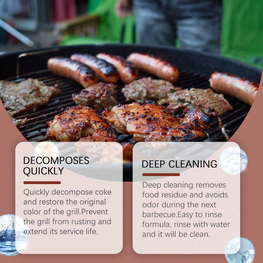 1 Grill Cleaner Spray Clean, Remove Oil And Stain Portable Outdoor