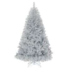 6Ft Hinged Unlit Artificial Silver Tinsel Christmas Tree Holiday W/Metal Stand - Silver - View 1