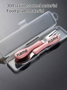 2件套个性化304不锈钢儿童姓名餐具套装,定制餐具套装,定制儿童姓名勺子、叉子、刀子、茶匙、汤匙,幼儿餐具,定制可爱餐具套装,定制婴儿训练勺,儿童创意餐具套装,生日纪念礼物,儿童礼物,圣诞礼物,万圣节礼物,派对礼物,婚礼礼物,生日礼物,派对礼物,勺子、刀子、叉子可定制姓名,儿子,女儿,永远的爱 - 風格1 - 查看 3