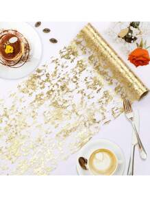 2PCS Gold Table Runner, Gold Runner, Thin Metallic Mesh Gold Table Decorations - Gold Table Runner For Party, Wedding, Birthday Party, Christmas - Multicolor - View 9