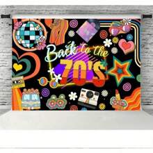 70 年代迪斯科派对背景 - 聚酯纤维横幅适合生日主题活动 - 1 件，圣诞节 - 多色 - 查看 4