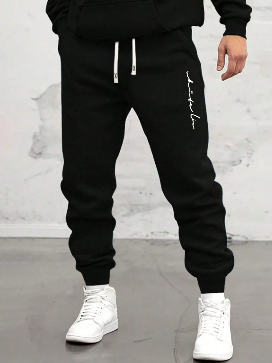 Plus Size Men's Casual Letter Print Sweatpants
