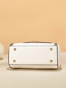 全新时尚女士格子手提包 - 米色 - 查看 5