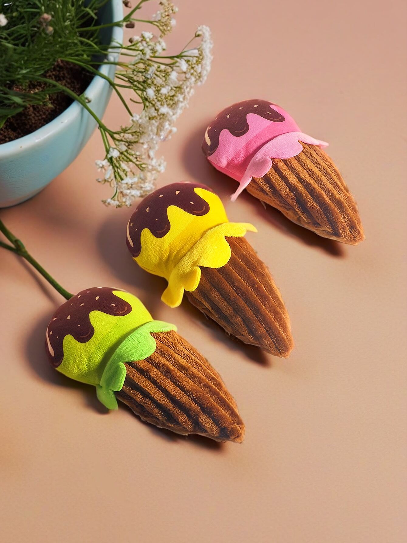 Plush Cone, Cake Dog Toys, Premium Squeaky Chew Toy For Small And