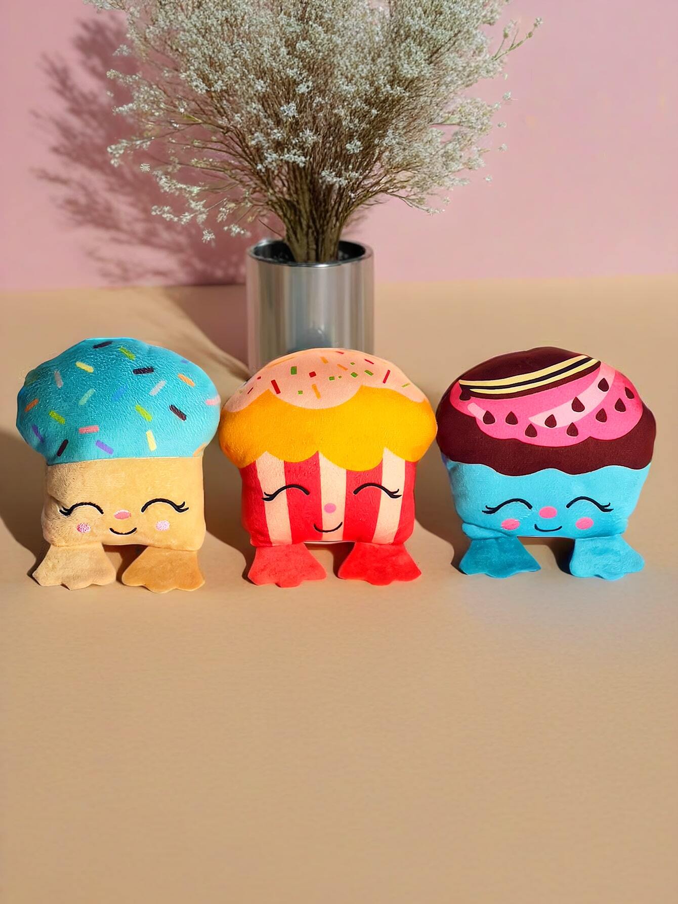 Plush Cone, Cake Dog Toys, Premium Squeaky Chew Toy For Small And