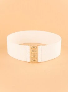 1pc Women Elegant Multi-Function Gold Metal Buckle Elastic Waist Belt, Suitable For Coat, Dress & Other Outfits Summer, School Fall, Autumn, Halloween