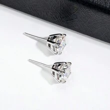 ANU JEWEL 0.5ct/1ct/2ct 莫桑石耳钉，适合送礼 - 白色 - 查看 11