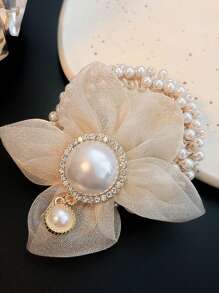 1 dây buộc tóc đuôi ngựa đính đá pha lê hình hoa lưới dành cho nữ - màu đen - Xem 6