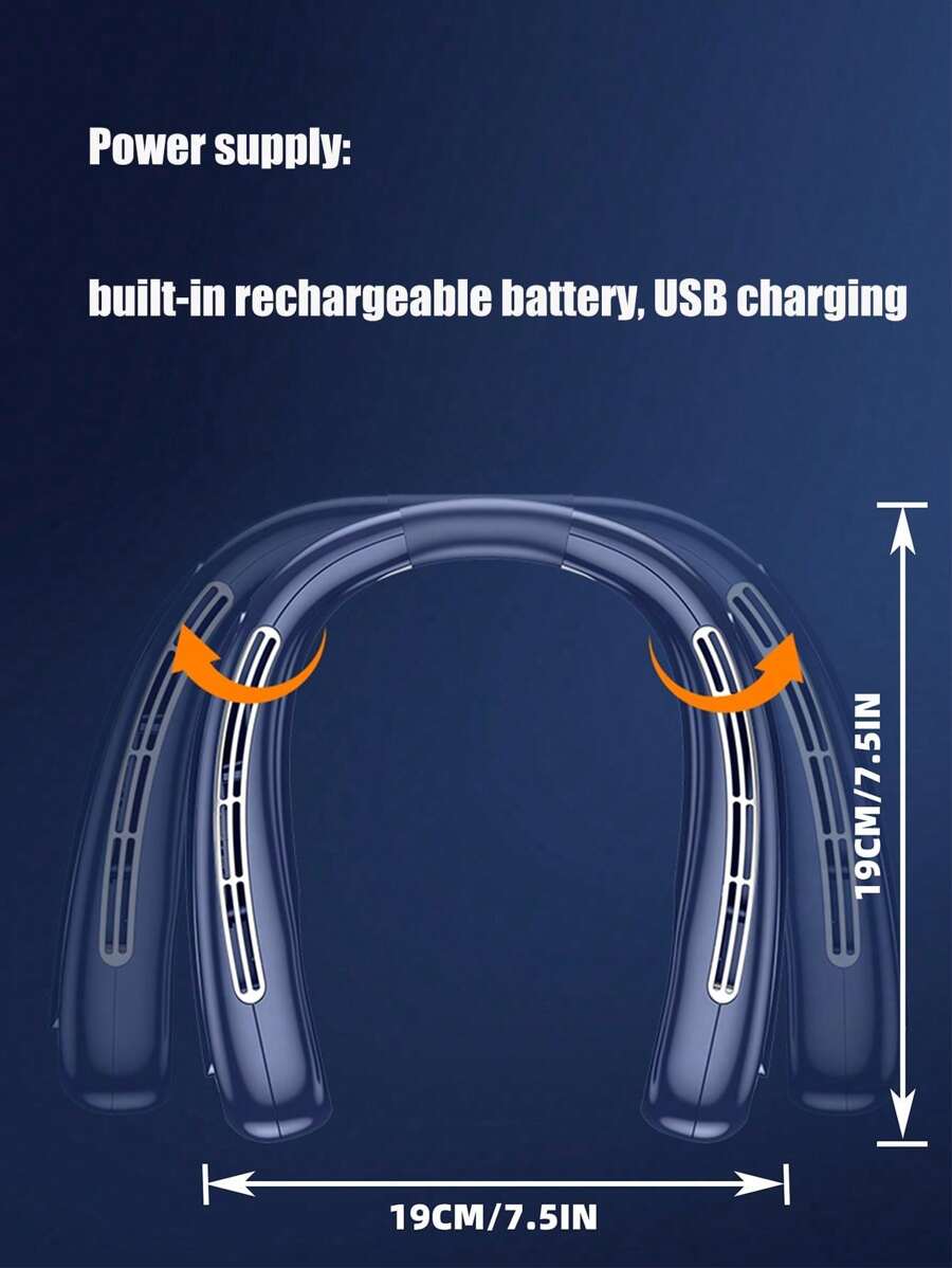 Portable 5Speed Neck Fan, Bladeless Personal Air Cooler, Rechargeable