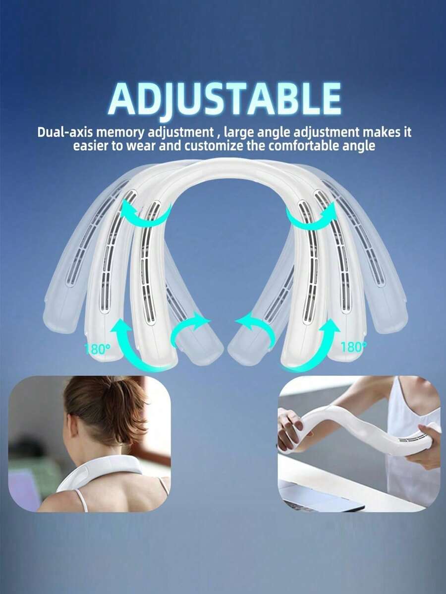 Portable 5Speed Neck Fan, Bladeless Personal Air Cooler, Rechargeable