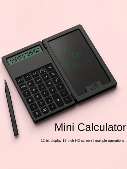 Basic Calculator With Writing Board, 2-In-1 LCD Calculator, Notepad, 12 Digit Display Desktop Calculator, Portable Calculator Suitable For Office Business Schools