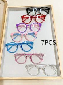 5/6/7pcs Combination Pack - Children's Fashion Transparent Lens Stylish Eyeglasses Set, Rich Frames And Colors, Suitable For Boys And Girls Daily Wear And Decoration, Great For Gift - Multicolor - View 2