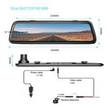 XGODY 10" Rearview Mirror Dash Cam 1080P Touch Car DVR Front And Rear Dual Lens G-Sensor Loop Recording Night Vision Waterproof - Black - View 6