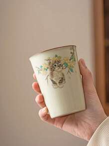 1pc 250ml Ru Kiln-Style Chinese Vintage Casual Cup, High-Quality Ceramic Soda Cup, Large Capacity Tea Cup, Single Cup Gongfu Tea Set. Daily Home Water Cup, Coffee Cup. Back To School