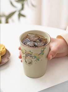 1pc 250ml Ru Kiln-Style Chinese Vintage Casual Cup, High-Quality Ceramic Soda Cup, Large Capacity Tea Cup, Single Cup Gongfu Tea Set. Daily Home Water Cup, Coffee Cup. Back To School