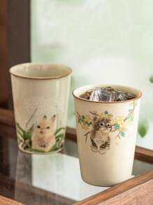 1pc 250ml Ru Kiln-Style Chinese Vintage Casual Cup, High-Quality Ceramic Soda Cup, Large Capacity Tea Cup, Single Cup Gongfu Tea Set. Daily Home Water Cup, Coffee Cup. Back To School