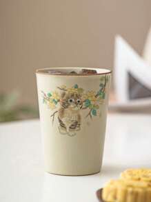 1pc 250ml Ru Kiln-Style Chinese Vintage Casual Cup, High-Quality Ceramic Soda Cup, Large Capacity Tea Cup, Single Cup Gongfu Tea Set. Daily Home Water Cup, Coffee Cup. Back To School