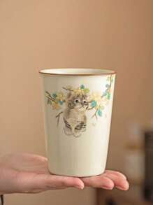 1pc 250ml Ru Kiln-Style Chinese Vintage Casual Cup, High-Quality Ceramic Soda Cup, Large Capacity Tea Cup, Single Cup Gongfu Tea Set. Daily Home Water Cup, Coffee Cup. Back To School