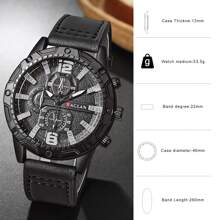 1pc Men's Fashion Personalized Stylish Digital Bar Mixed Scale Business Style Leather Strap Quartz Wrist Watch