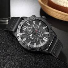 1pc Men's Fashion Personalized Stylish Digital Bar Mixed Scale Business Style Leather Strap Quartz Wrist Watch