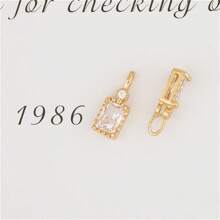 5pcs Rectangular Copper Edged Multi-Color Zirconia Stone Pendant Charm For DIY Necklace & Earring