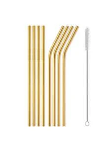 2/4/8/16 支不锈钢吸管，配 1/2 支清洁刷和储物袋，适用于 20 盎司/30 盎司玻璃杯、厨房、圣诞礼物、学校用品 - 金色 - 查看 10